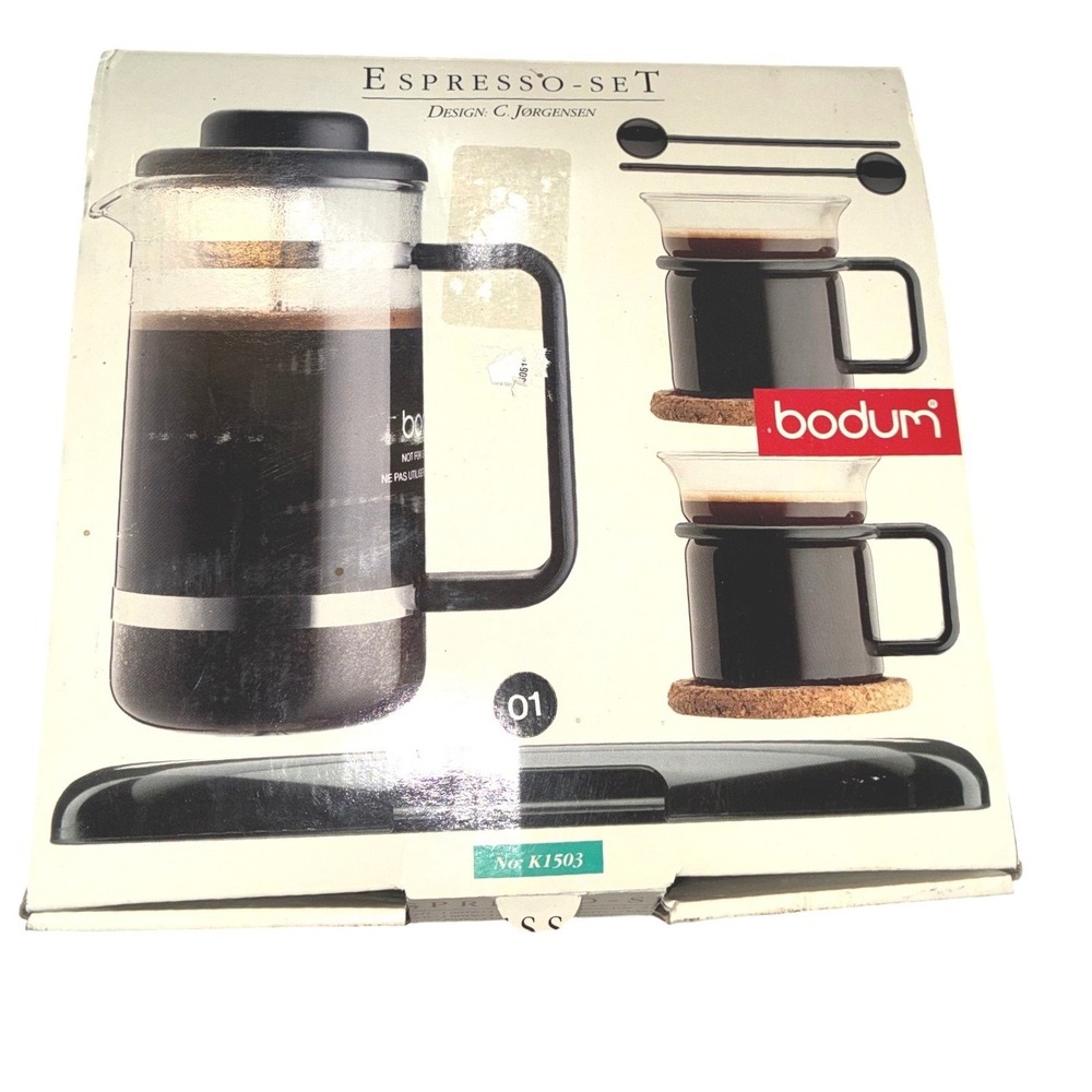 Bodum Espresso Set K1503 French Press Cups Tray Complete Discontinued